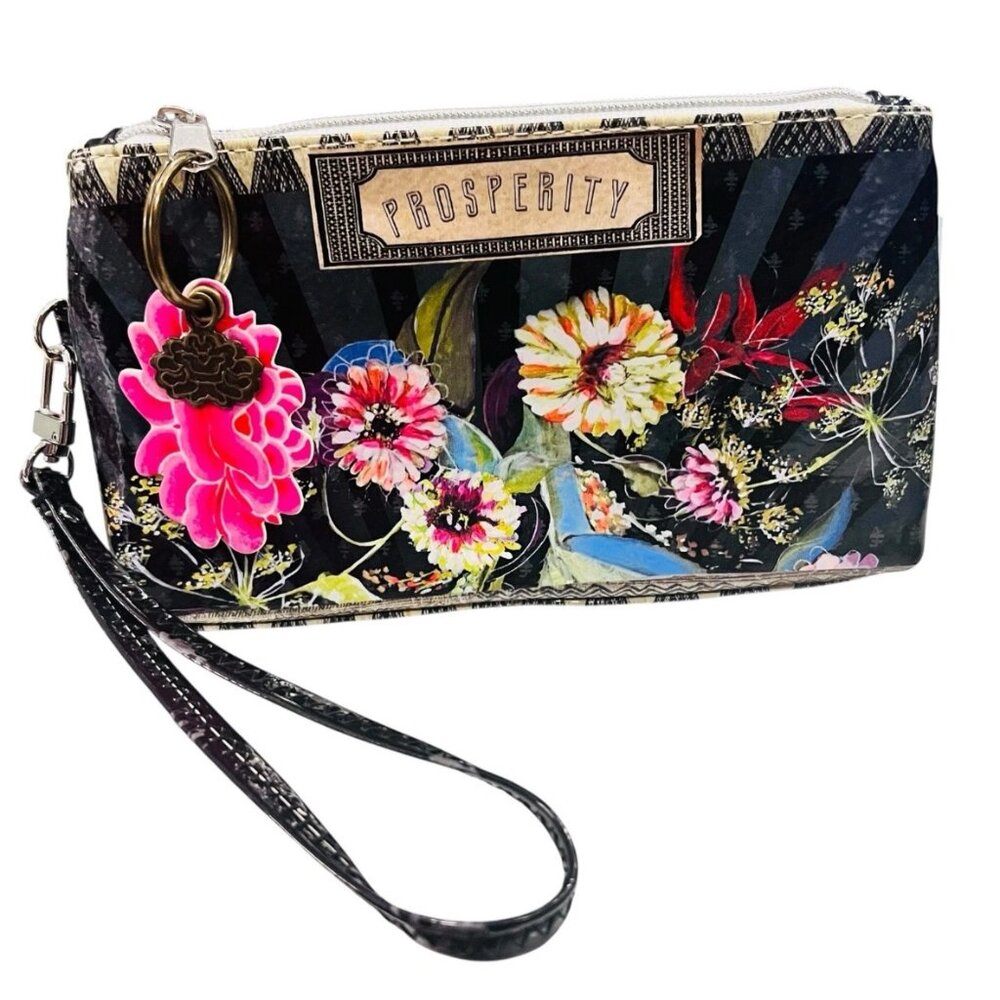 PAPAYA!  PROSEPRITY FLORAL WRISTLET WALLET